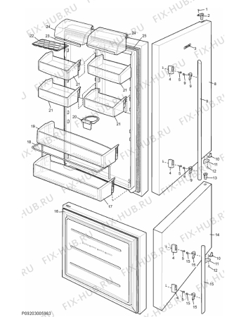 Взрыв-схема холодильника Electrolux ENB51800X-RE - Схема узла Section 2